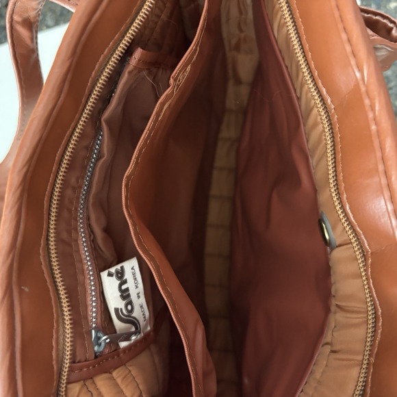 Vintage 1970s Sarne Spacesac Brown Nylon Puffy Quilted Shoulder Bag - Squeeze Me - Picture 6 of 12